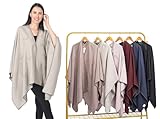 Fabriqué en Chine BLUE HILLS Poncho surdimensionné pour femme - Châle chaud - Ouvert sur le devant - Taille unique, Lavande-106, taille unique