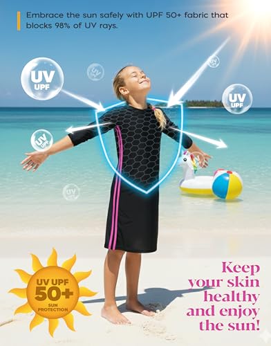 Image of Shira Modest Girls Swim Dress | 3 /4 Sleeve Swimdress, Full Coverage Bathing Suit | Tznius UPF 50+ Quick-Dry