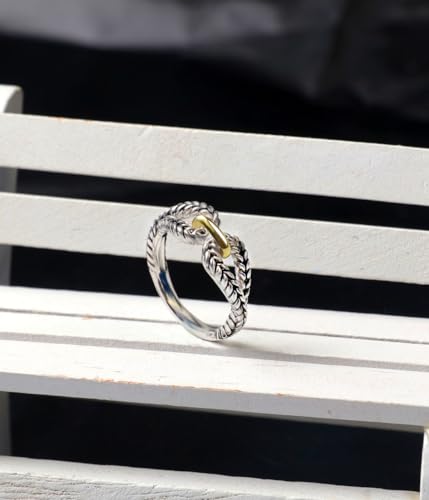 Designer Inspired Two Tone Crossover Band Ring 18K Gold Plated Twisted Eternity Cable Rings for Women Gift3