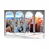 decomonkey Fototapete New York 3d Effekt 400x280 cm XL Tapete Fototapeten Vlies Tapeten Vliestapete Wandtapete moderne Wandbild Wand Schlafzimmer Wohnzimmer Stadt City USA Architektur