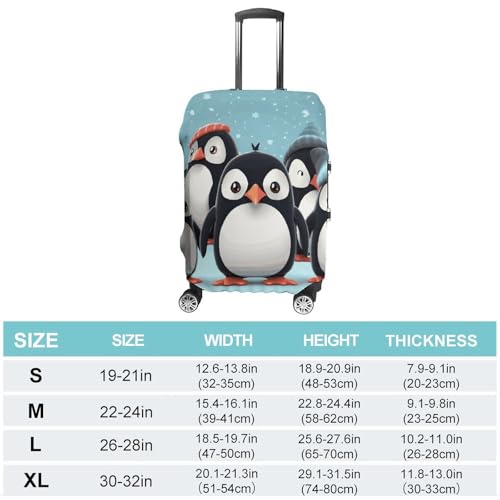 Cute Penguins Printed Luggage Cover Protector, Fits 18-32 Inch Luggage2