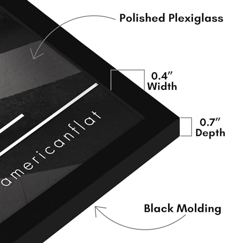 Americanflat 16x12 Picture Frame with Polished Plexiglass - Streamline Collection - Thin Border Picture Frame for Wall Display - Hanging Hardware Included - Black