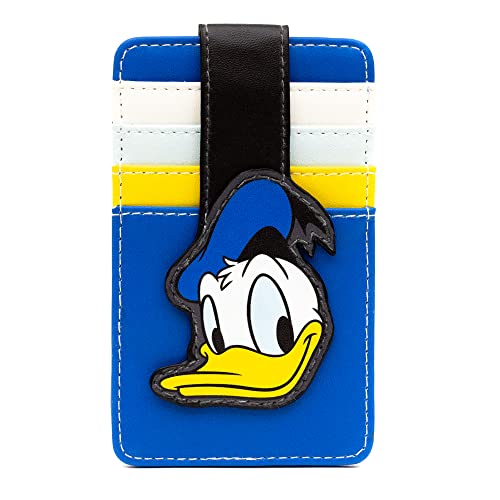 Disney Wallet, Character Wallet ID Card Holder, Donald Duck Smiling Face, Blue, Vegan Leather
