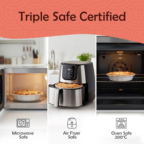 Muldale White Ceramic Pie Dish 23cm Fluted - 9 Inch Apple Crumble Pie Pan for Baking - Round Flan Dishes for the Oven - Image 4