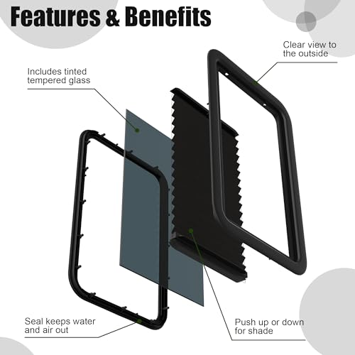 Image of 806621 RV Window for Entry Doors With Low-profile Shade 12'' W X 21'' H Black