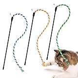 SONGWAY 猫じゃらし 猫 おもちゃ 人気 綿紐竿 頑丈 ストレス解消 3本3色入り