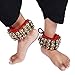 Dancing Bells Anklet Ghungroo with Colored Cushion Pad 3 Line with (30+30) Bells Best For Indian Classical Dance, Indian Style Brass Ankle Bells (RED)