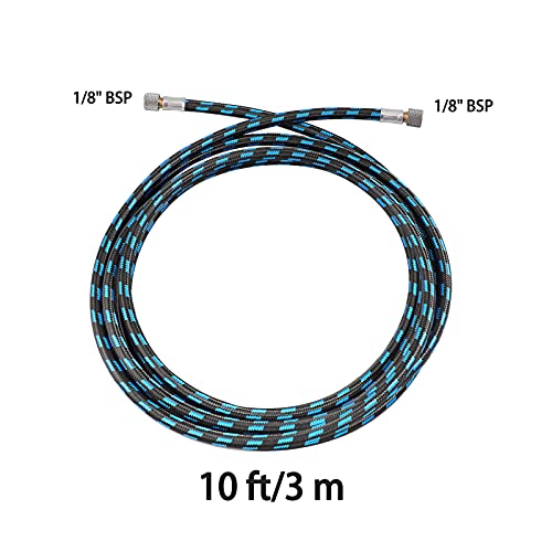 SAGUD Airbrush Hose 10 Foot Nylon Braided Air Hose with 1/8” Size On Both End and Adapter 1/8” male - 1/4” female for Most Airbrush Paint Kit by SAGUD - Image 2