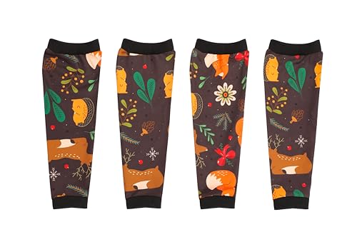 Image of Petwarm Dog Recovery Leg Sleeves 4pcs Set Fox Forest Print - Cone-Free Joint Support Sleeves for Dogs, Anti-Lick Recovery Wraps for Small Dogs, Black Brown, S
