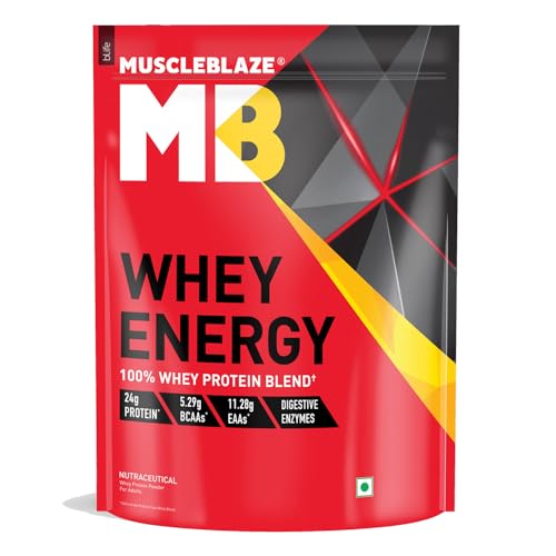 Image of MuscleBlaze Whey Energy (Mango Cream, 1kg / 2.2lbs) | 24g Protein, 100% Whey Protein Blend, Added Digestive Enzymes