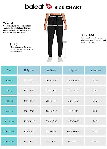 Baleaf Women's Joggers Lightweight Pants Athletic Running Quick Dry Pants Hiking Zipper Pockets Tapered Black S #TOP6