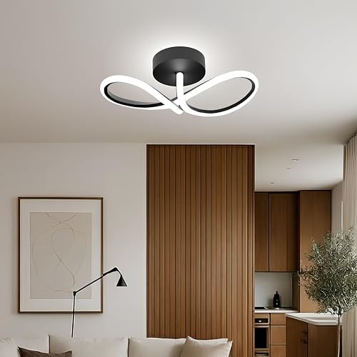 Image of Binyamin Ceiling Light Surface Mount for Entrance Lobby, 50W Surface Ceiling LED Light, LED Light for Living Room Ceiling, 3Colour Black Flush, Anti-Glare LED Lights for Room (INFINTY) Light Pack of 2
