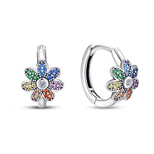 S925 Sterling Silver Earrings for Women Trendy Hypoallergenic Drop Dangle Huggie Earrings Colorful Small Hoop Star Moon Earrings