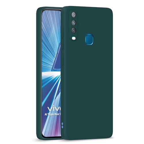 Image of Outlouders Back Cover for Vivo Y12 / Vivo Y15 / Y17 / Vivo U10 | Camera Protection | Durable Soft Matte Silicone Bumper Case (Green)