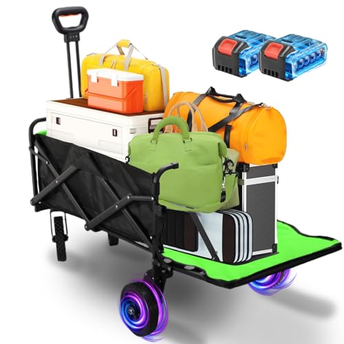 LNXGJJ Carro Compra Eléctrico Plegable con Portón Trasero Playa Ruedas Grandes- 50 kg/160 Carga