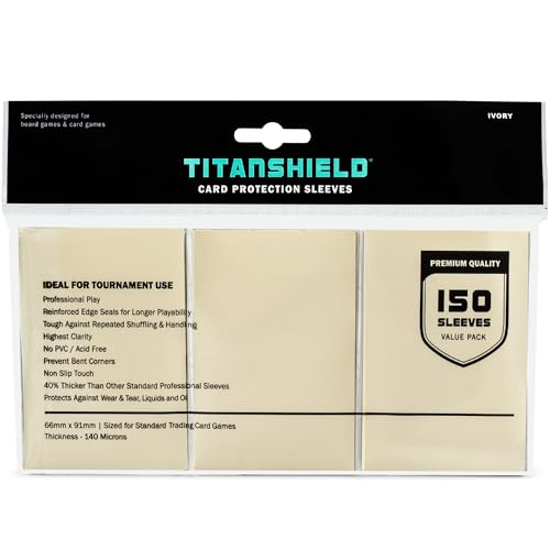 TitanShield Premium Marfil 150 Fundas Tamaño Estándar para Juego de Mesa y Fundas Protectoras de Cartas Coleccionables para Magic The Gathering MTG, Colección de Béisbol, Dropmix