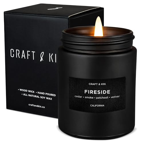 Craft & Kin Premium Smokey Fireside Candle | Scented Candles for ...