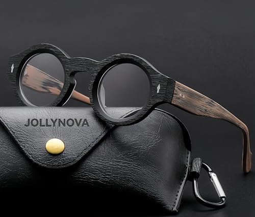 Image of JOLLYNOVA Yuki Vintage Small Acetate Glasses Frame Prescription for Women Men Round Thick Eyeglasses Frames 41-28-145mm
