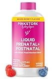 Pink Stork Liquid Prenatal Vitamin: -78% Better Absorption Than Pills & Capsules -Organic Whole Food -Gluten & Sugar Free, Vegetarian, Non-GMO -Recommended Vitamins for Pregnancy