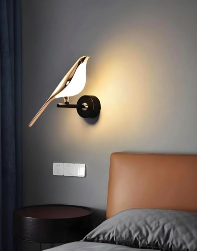 Image of Groeien 12W | 3 Color Modern LED Golden Bird Wall Sconce Gold Wall Light for Bedroom Living Room Corridor Lighting Fixtures Wall Mount(Warm+Natural+Coolwhite)(Golden Bird, 1, Count)