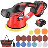 12V Cordless Car Buffer Polisher Kit - 6' Brushless Dual Action Random Orbital Polishing Machine with 6-Speed 5500RPM, Perfect for Auto Detailing, Waxing & Paint Correction(34-Piece Accessory Set)