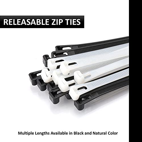 Kable Kontrol Reusable Cable Zip Ties 8 Inch 100 Pcs Black, 50 Lbs Tensile Strength, Self-Locking, Multipurpose Trigger Releasable & Adjustable Nylon Plastic Cord Wraps For Indoor & Outdoor Use #TOP1