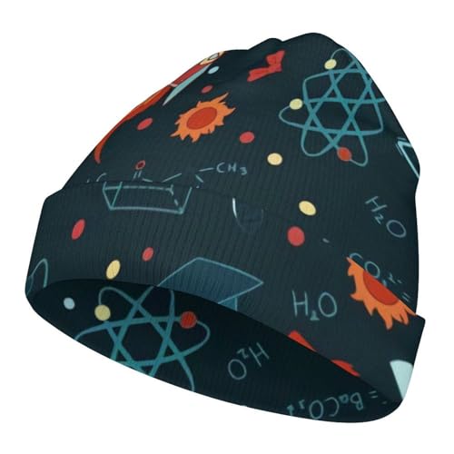 Science Pattern Kids Beanie Hat for for Girls Boys Children Cap Winter Knitted Chemo Cancer Headwear Accessories Gifts Decoration Black