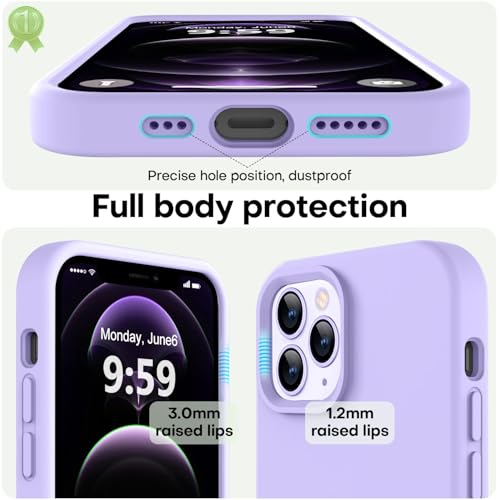 Image of LOVE 3000 Compatible with iPhone 12 Pro Max Case | Thickening Liquid Silicone | Anti-Scratch Microfiber Lining | Full-Body Duty Heavy Protection Case for iPhone 12 Pro Max Women Girls, Light Purple