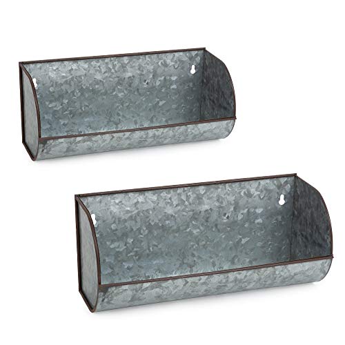 DII-Galvanized-Metal-Decor-Rustic-Farmhouse-Mounted-Wall-Shelves-Silver-16x7x35-2-Piece DII Galvanized Metal Decor Rustic Farmhouse Mounted Wall Shelves Silver 16x7x35 2 Piece