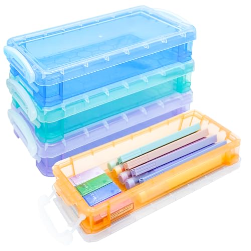 Doreenstar 4 Piezas Caja Organizador Lapices de Plástico, Organizadora Rotuladores de Colores Apilables para Lápices, Pinceles, Bolígrafos y Papelería