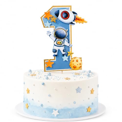 Outer Space Theme First Birthday Cake Topper, First Trip Around the Sun Birthday Party，1st Trip Around The Sun Cupcake Topper，Outer Space one year old Theme Birthday Cake Topper。