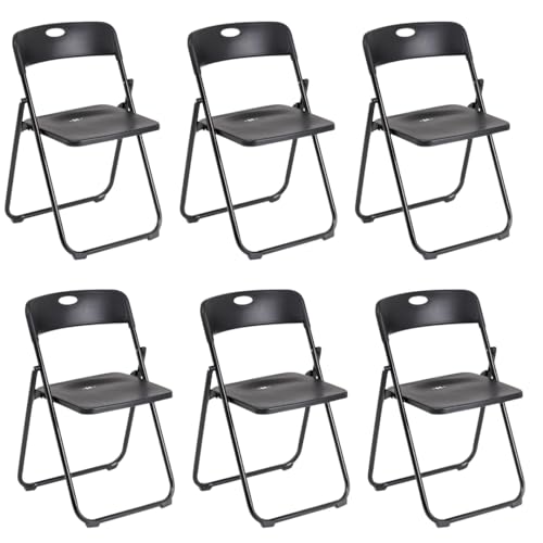 A.M.C. Set di 6 Sedie Pieghevoli, Sedia Pieghevole Salvaspazio, Sedia da Scrivania per L'ufficio, Ideale per Esterno con Robusta Struttura in Metallo e PVC, Portata 120 kg