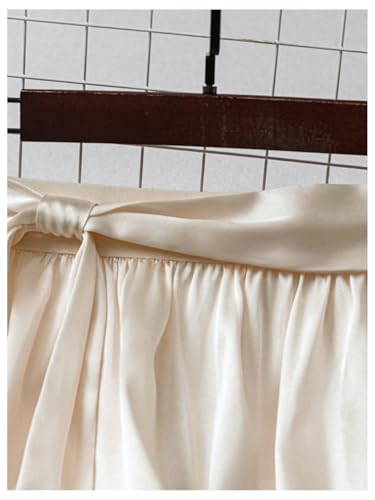 SweatyRocks Women's High Waisted Bowknot Ruffle Satin Elegant Dressy Midi Skirts3