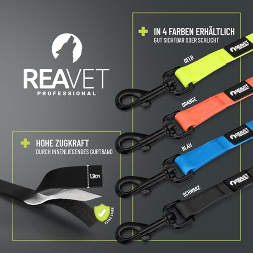 ReaVET Schleppleine für Hunde 5 Meter, Schwarz I Robuste & wasserfeste Hundeleine lang I Übungsleine mit Griff, Trainingsleine Laufleine für große & kleine Hunde