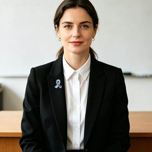 Image of 6Pcs Awareness Enamel Ribbon Lapel Pins Ribbon Brooch Pin for Charity Events Survivor Campaign Party Favors Supplies