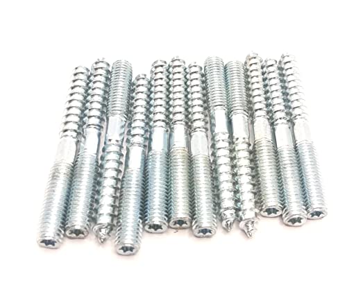 Image of Hanger Bolt M8x70 Silvery Double Headed Bolt Self-Tapping Screw with Hexagon for Furniture 12Pcs