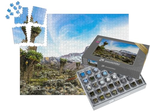 puzzleYOU: SMART Sorted® | Puzzle 1000 Teile leicht gemacht „Camping auf dem Kilimanjaro in Zelten, um die Gletscher zu sehen, Afrika“ – aus der Puzzle-Kollektion Seven Summits, Kilimandscharo