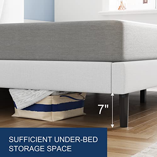 Molblly Full Bed Frame Upholstered Platform With Headboard And Strong Wooden Slats, Strong Weight Capacity, Non-Slip And Noise-Free,No Box Spring Needed, Easy Assembly,Off-White #TOP5