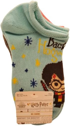 Harry Potter Boys or Girls Kids 5 Pack No Show Socks – 3 Pattern Options Charaters and Hogwarts Houses Size 6-8.5 Characters