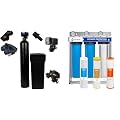 Fleck Whole House 64k Water Softener System Upgraded 10% Resin 5600sxt Metered on-demand & EXPRESS WATER 3-Stage Heavy Metal and Anti-Scale Water Filtration System, Stainless Steel
