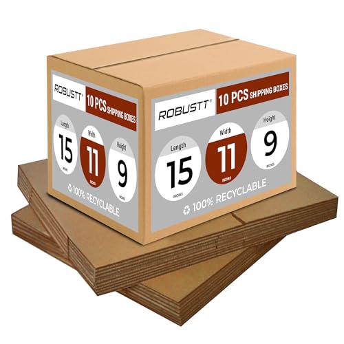 Image of Robustt 3 Ply 15 inchX11 inchX9 inch Cardboard Boxes for Packaging (Pack of 10) | Brown Corrugated Box for Packing | Shipping | Home Shifting | Parcel | Courier Packing box | Large Carton Box
