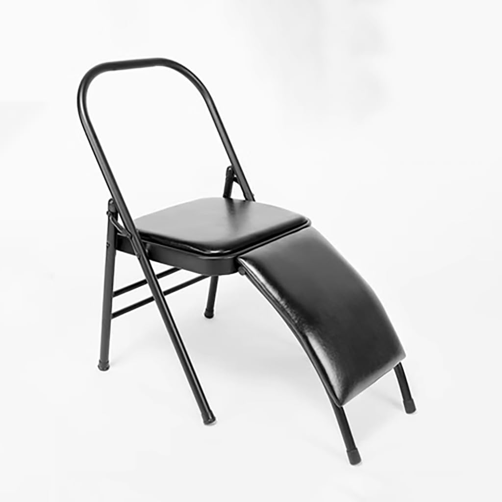 Sedia Yoga Pilates, Sedia Ausiliaria Yoga con Supporto Lombare per La Schiena, per L'allenamento in Verticale Sull'equilibrio, Sedia Yoga Portatile Pieghevole, Sedia Yoga Iyengar,Black