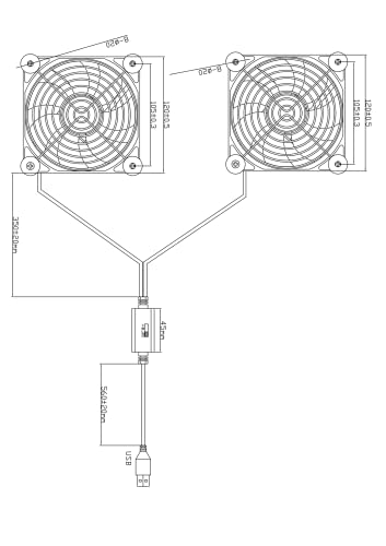 euroharry USB PC-ventilator 120 MM Met 3 snelheden instelbare 5V dubbele ventilator USB-ventilator, met metalen rooster… - Image 7