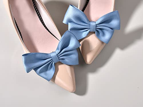 Image of Fodattm 2PCS Handmade Bow Knot Shoe Buckle Clips Wedding Shoe Decoration Charms DIY Crafts Findings Accessories Package