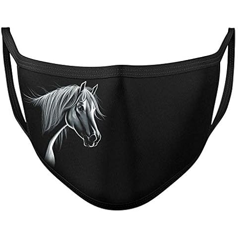 Darkwear White Horse Face Mask Washable Breathable Reusable Spiral Tribal Horses Mask Cover