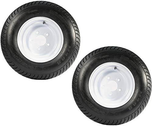 2-Pack Trailer Tire On Rims 20.5 X 8 X 10 205 65-10 20.5X8.0-10 5Lug White Wheel