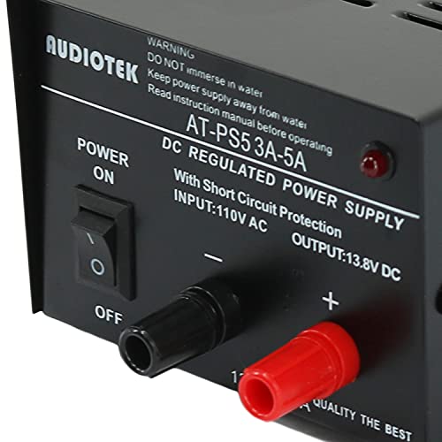 Audiotek - Output 5A Amp Mobile 13.8 Volt Dc Power Supply At-Ps5,Black,9.1 X 3.5 X 4.5 Inches #TOP4