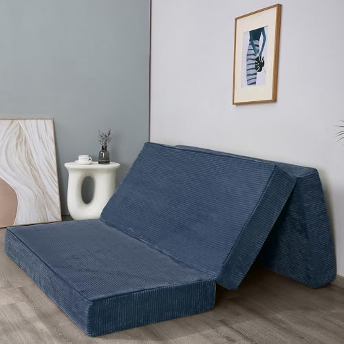 Maxyoyo Colchón Plegable De Pana, Colchón Tríptico De 15 Cm De Grosor Con Funda Lavable, Plegable En Tres, Ahorro De Espacio Para Huéspedes Bluestone, Individual Maxyoyo Colchón Plegable De Pana, Colchón Tríptico De 15 Cm De Grosor Con Funda Lavable, Plegable En Tres, Ahorro De Espacio Para Huéspedes Bluestone, Individual