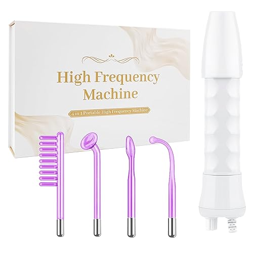 High Frequency Facial Wand,Portable Handheld High-Frequency Facial with 4 Argon Sticks - Violet (4 Violet Tubes)