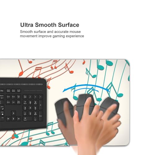 Tapis de souris grand format notes de musique avec base caoutchouc XL
